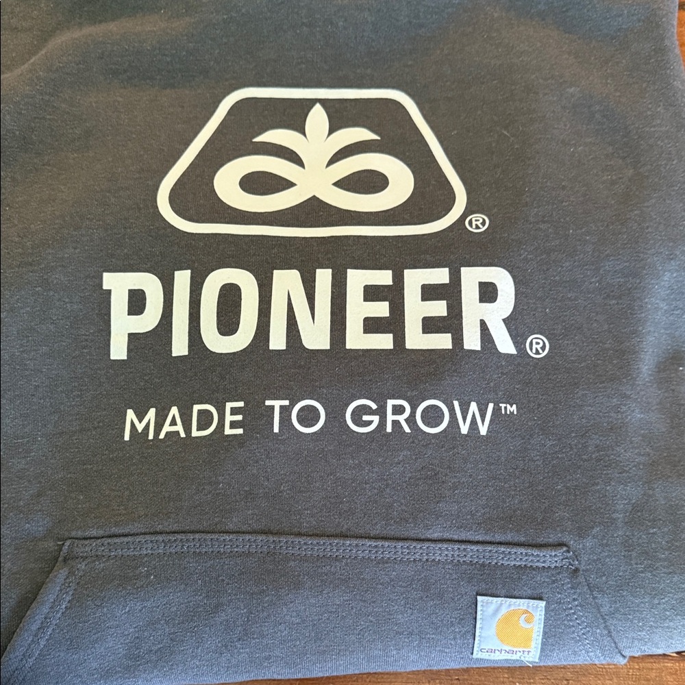 Brand NWT Carhartt Charcoal Hoodie with Pioneer Logo